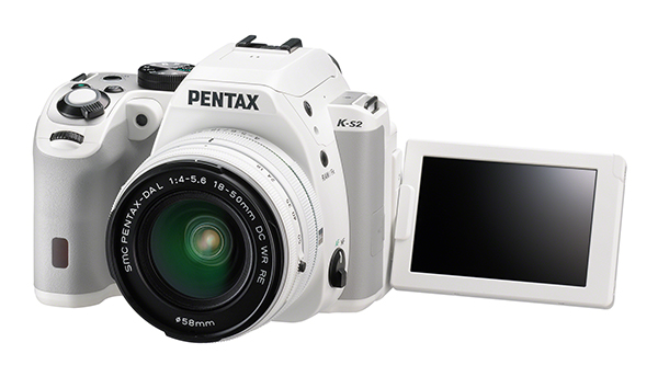 Cámara DSLR® Pentax K-S2, en blanco, con pantalla articulada