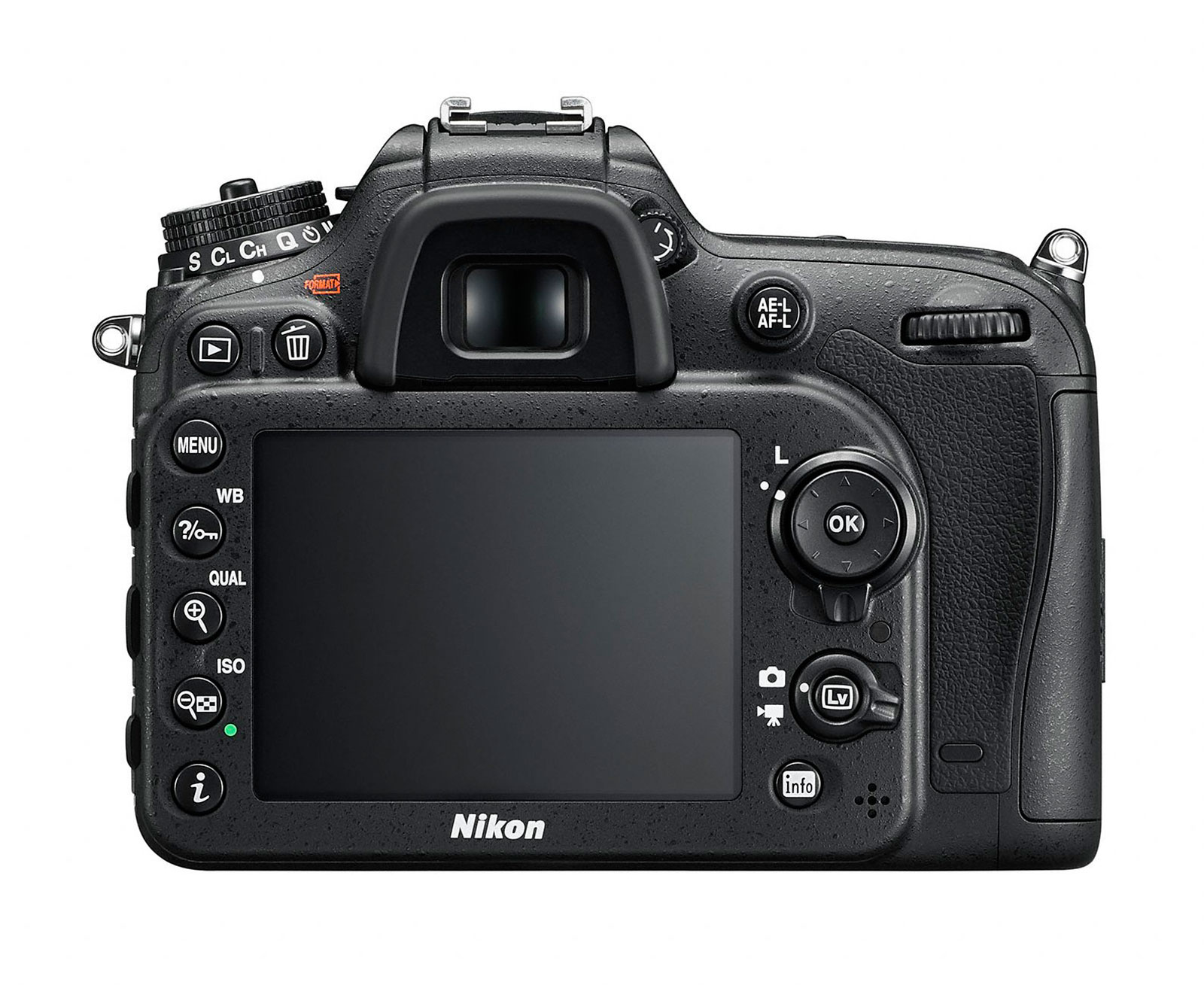 Nikon D7200, vista posterior