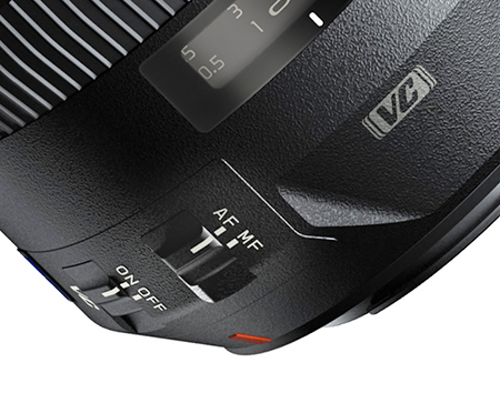 Objetivo Tamron SP 15-30 mm f/2,8 Di VC USD, detalle de conmutadores