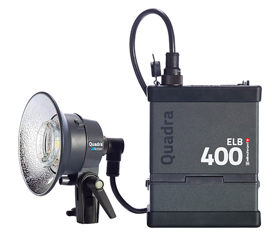 Flash profesional a baterías Elinchrom ELB 400, con antorcha Quadra Action