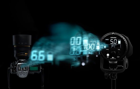 Imagen artística que combina flashes y cámaras