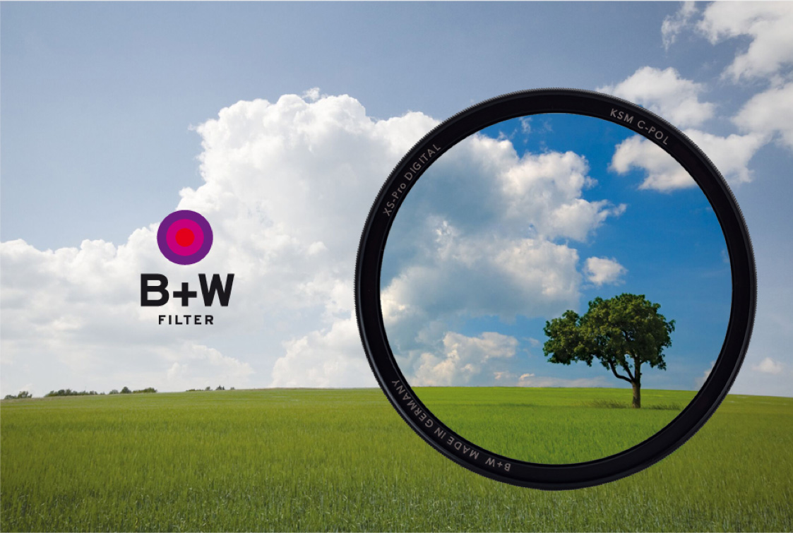 Filtro polarizador B+W, paisaje con nubes y efecto