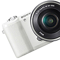 Sony A5100, blanca, vista parcial