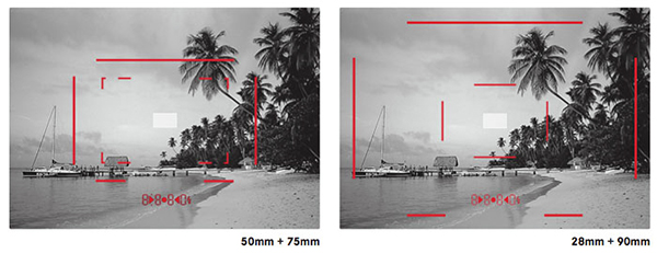 Leica M-P , emulación de encuadres en el visor