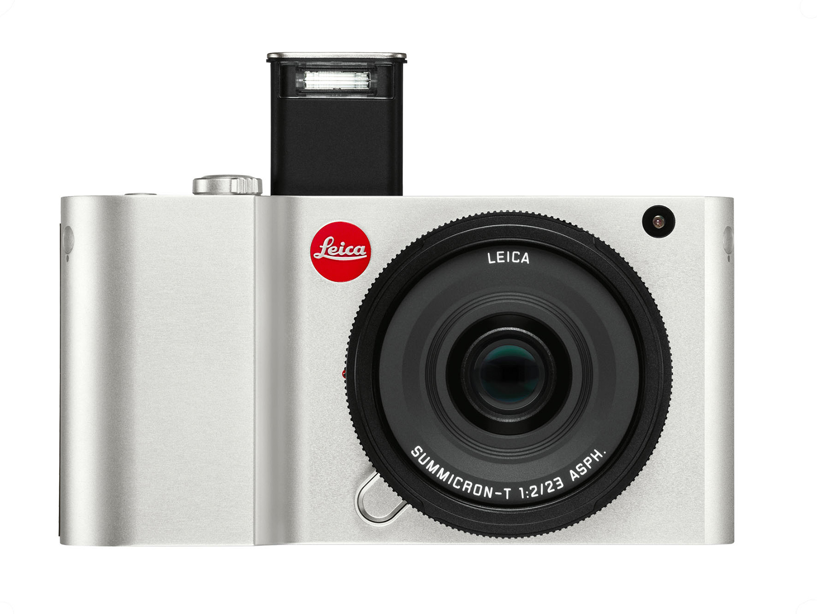 Leica T, con flash incorporado en posición de disparo