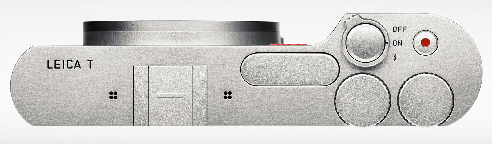 Cuerpo de la Leica T visto desde arriba, sin objetivo