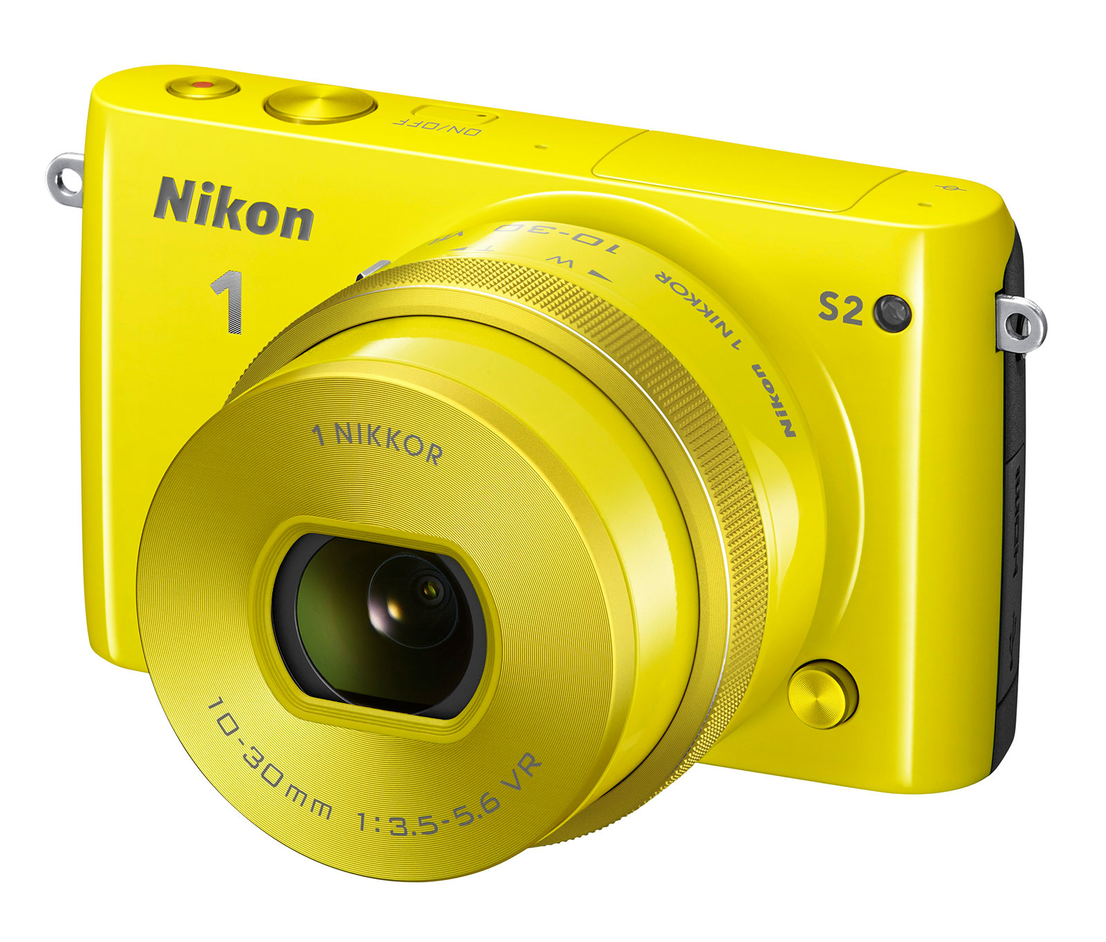 Cámara Nikon 1 S2, en color amarillo ácido