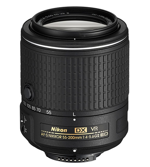 Objetivo AF-S DX Nikkor 55-200 mm f/4-5,6G ED VR II, en posición retraída