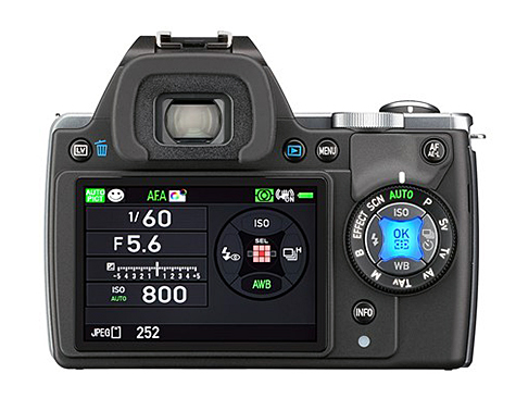 Pentax K-S1, vista dorsal