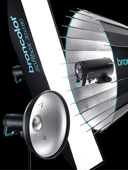 varios moduladores de luz para flashes de estudio Broncolor Siros