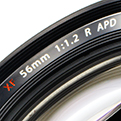 Objetivo Fujinon XF 56 mm f/1,2 R APD, apodificado; vista de aro frontal