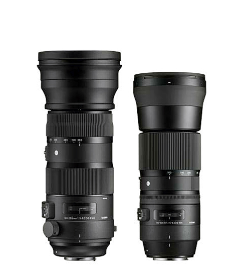 Objetivos Sigma 150-600 mm f/5-6,3 DG OS HSM Sport y Contemporary lado a lado, comparación de tamaño, mayor el primero
