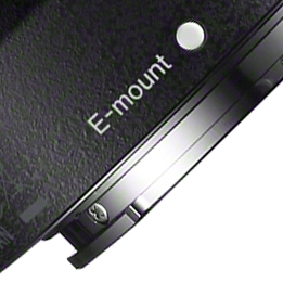 Detalle de una montura Sony FE "E-mount"