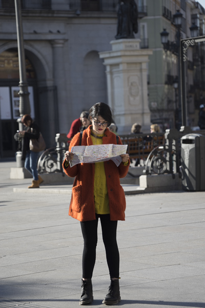 Sony 24-240 mm f/3,5-6,3, turista consultando un plano